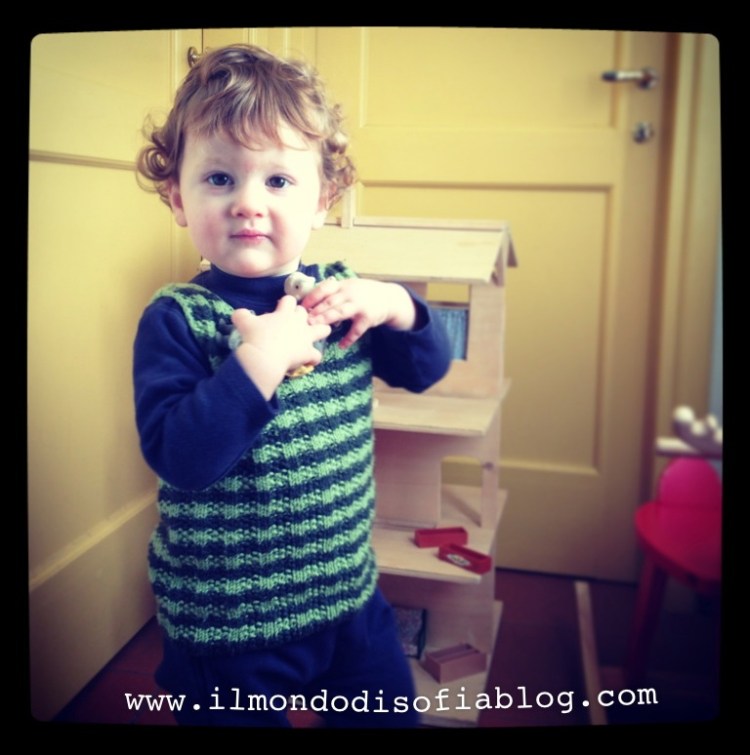 gilet a maglia coste perlate